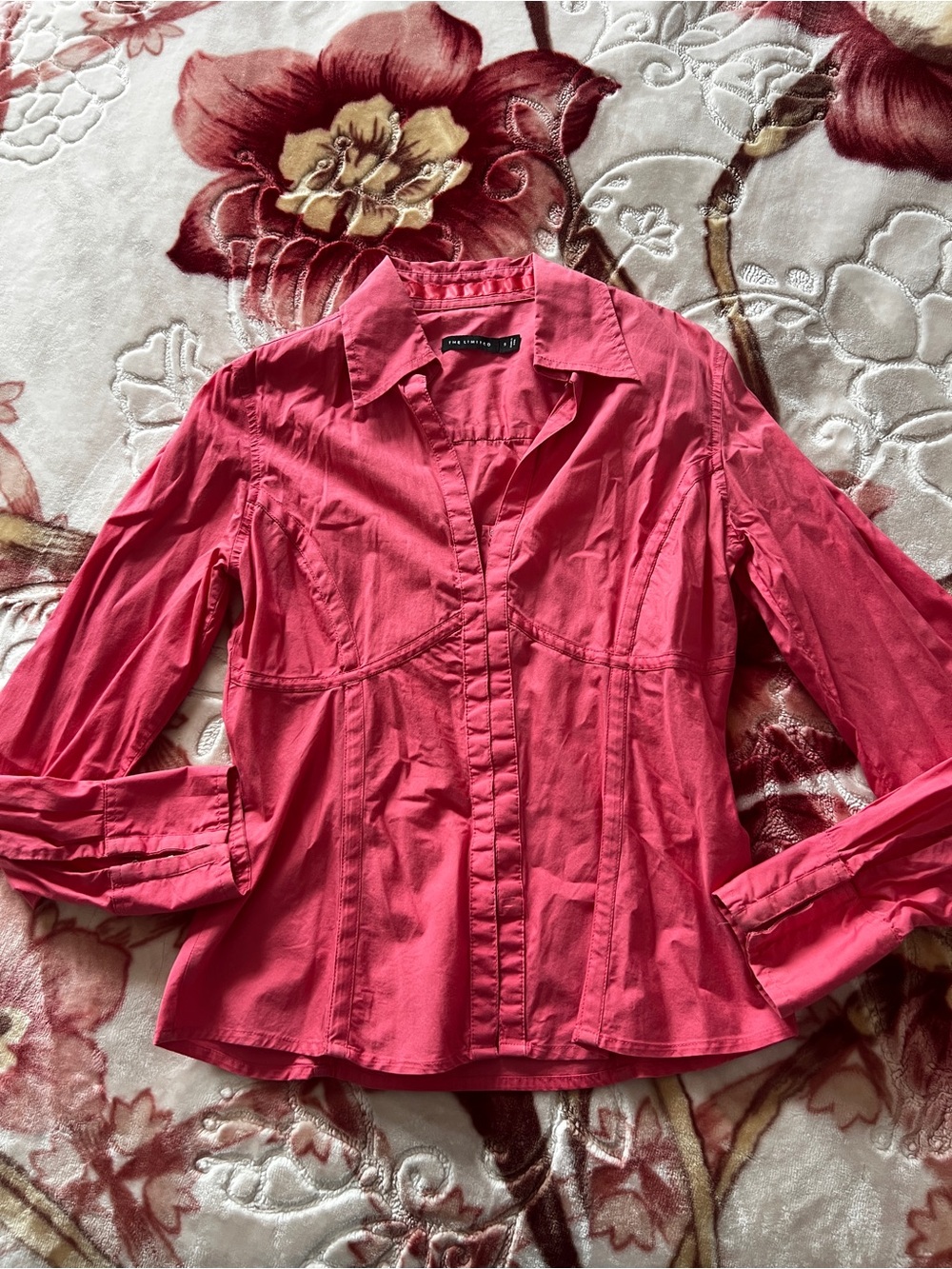 Y2K coral button-down corset-style top